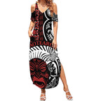 Honour The Treaty New Zealand Personalised Summer Maxi Dress Toitu Te Tiriti Indigenous Maori Face