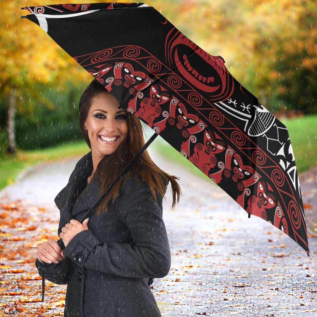 Honour The Treaty New Zealand Personalised Umbrella Toitu Te Tiriti Indigenous Maori Face - Aussie Hoodie