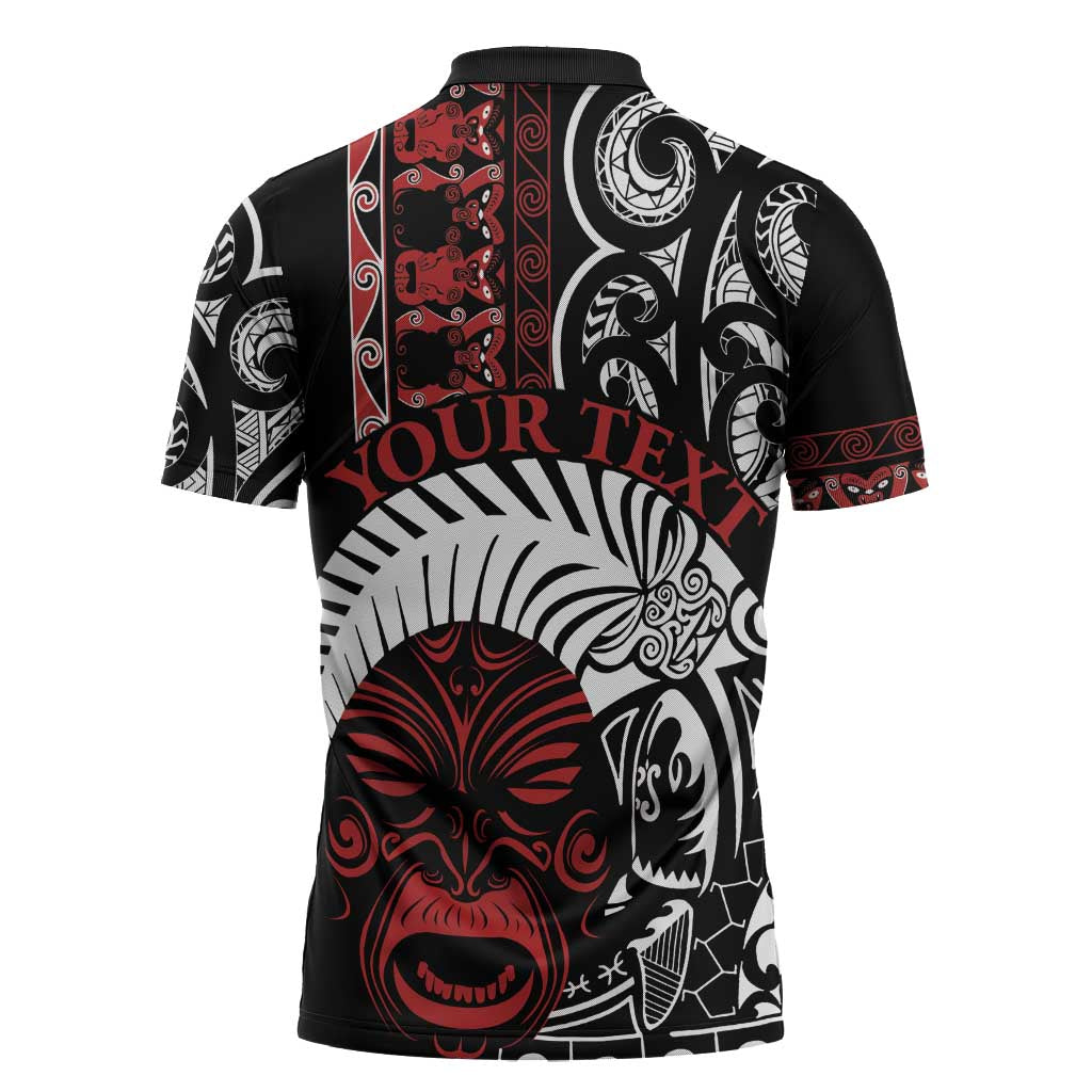 Honour The Treaty New Zealand Personalised Zipper Polo Shirt Toitu Te Tiriti Indigenous Maori Face - Aussie Hoodie