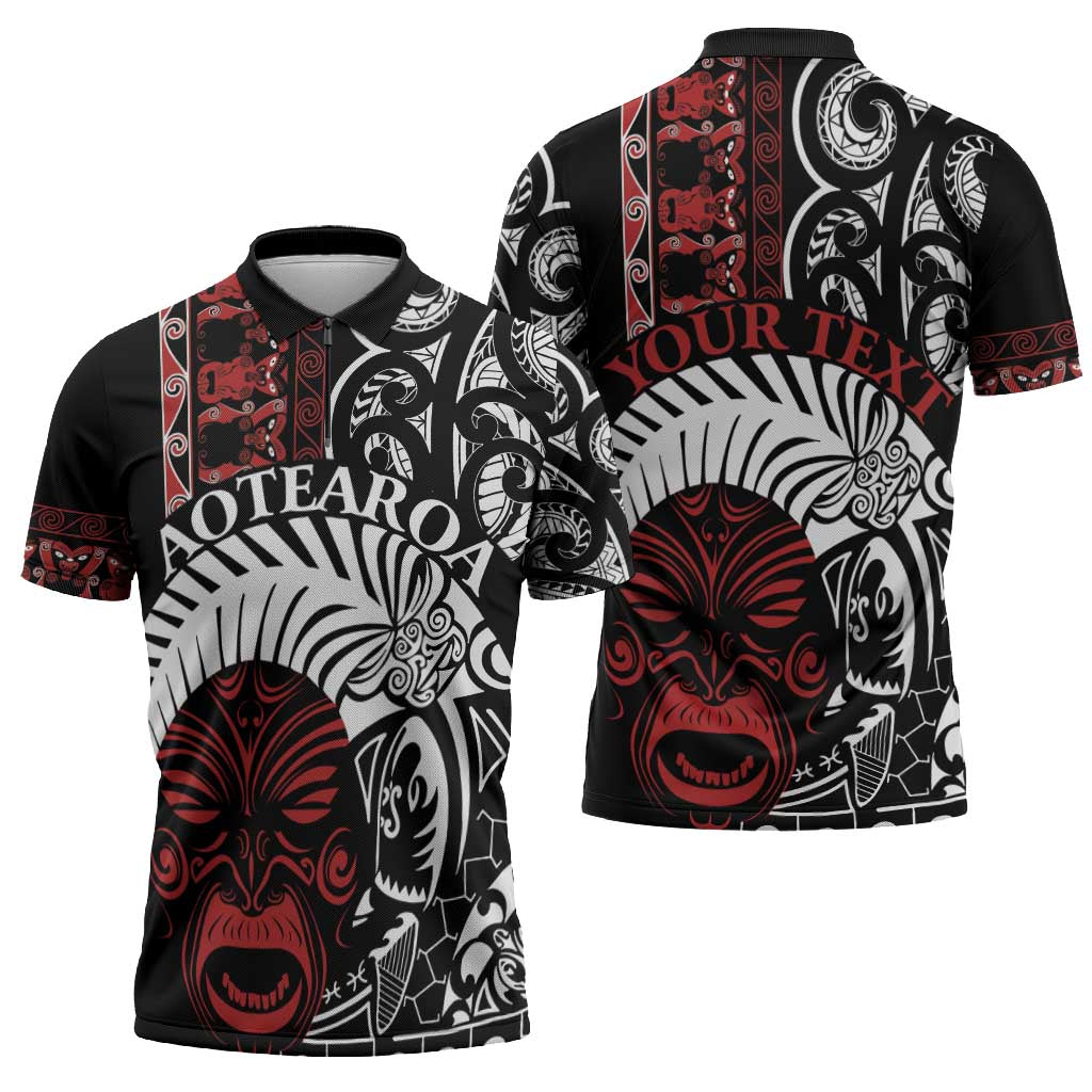 Honour The Treaty New Zealand Personalised Zipper Polo Shirt Toitu Te Tiriti Indigenous Maori Face - Aussie Hoodie