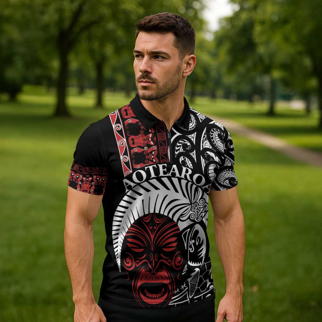 Honour The Treaty New Zealand Personalised Zipper Polo Shirt Toitu Te Tiriti Indigenous Maori Face - Aussie Hoodie
