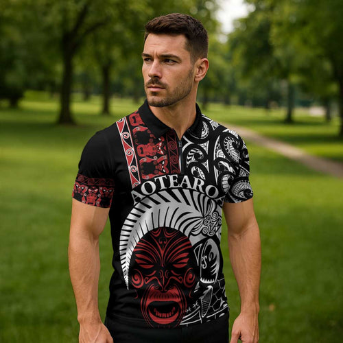 Honour The Treaty New Zealand Personalised Zipper Polo Shirt Toitu Te Tiriti Indigenous Maori Face - Aussie Hoodie