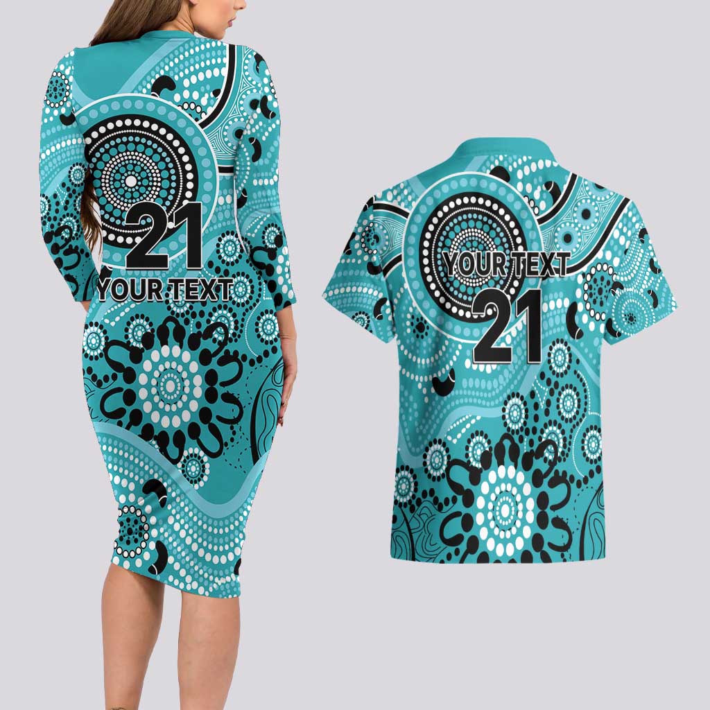 Heat Cricket Custom Couples Matching Long Sleeve Bodycon Dress and Hawaiian Shirt Australian Aboriginal