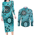 Heat Cricket Custom Couples Matching Long Sleeve Bodycon Dress and Long Sleeve Button Shirt Australian Aboriginal