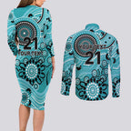 Heat Cricket Custom Couples Matching Long Sleeve Bodycon Dress and Long Sleeve Button Shirt Australian Aboriginal