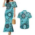 Heat Cricket Custom Couples Matching Mermaid Dress and Hawaiian Shirt Australian Aboriginal