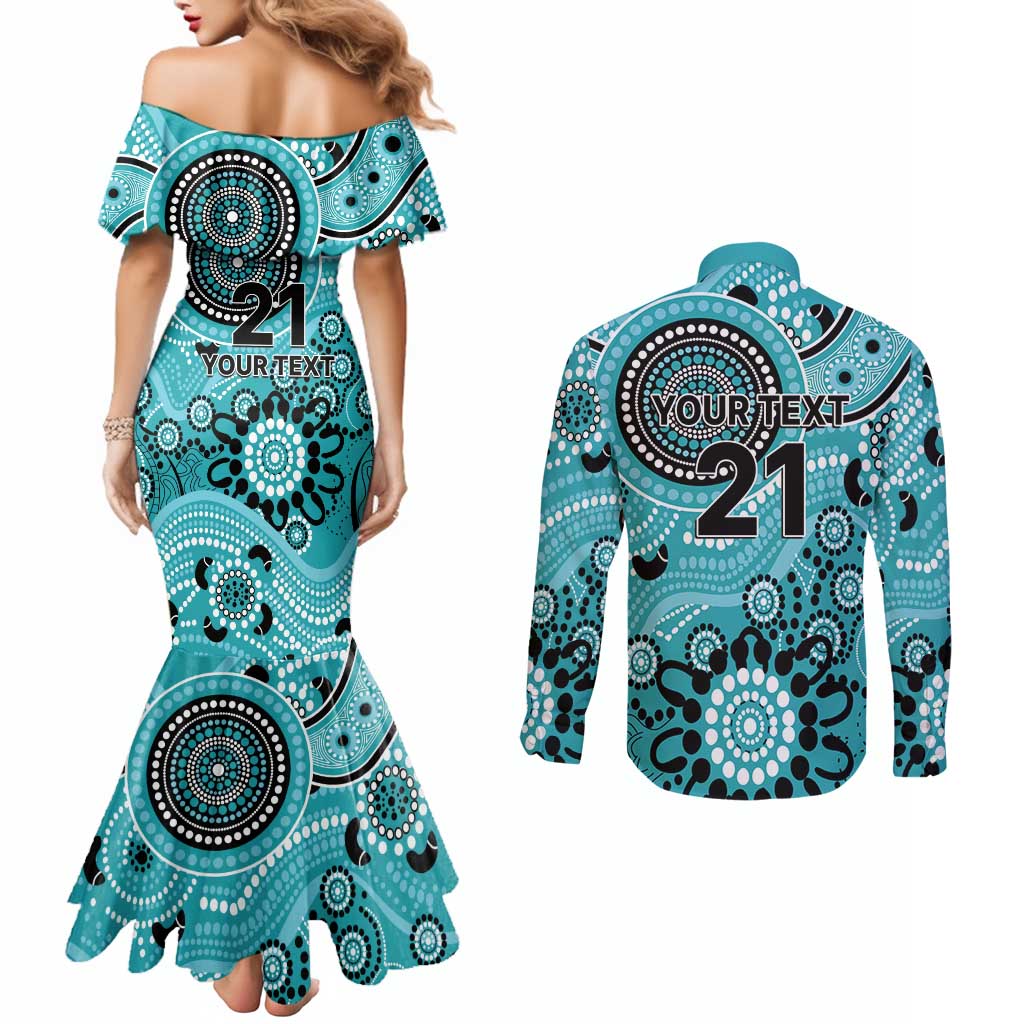 Heat Cricket Custom Couples Matching Mermaid Dress and Long Sleeve Button Shirt Australian Aboriginal
