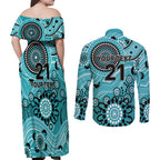 Heat Cricket Custom Couples Matching Off Shoulder Maxi Dress and Long Sleeve Button Shirt Australian Aboriginal