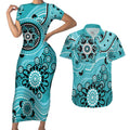 Heat Cricket Custom Couples Matching Short Sleeve Bodycon Dress and Hawaiian Shirt Australian Aboriginal