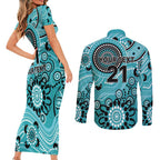 Heat Cricket Custom Couples Matching Short Sleeve Bodycon Dress and Long Sleeve Button Shirt Australian Aboriginal