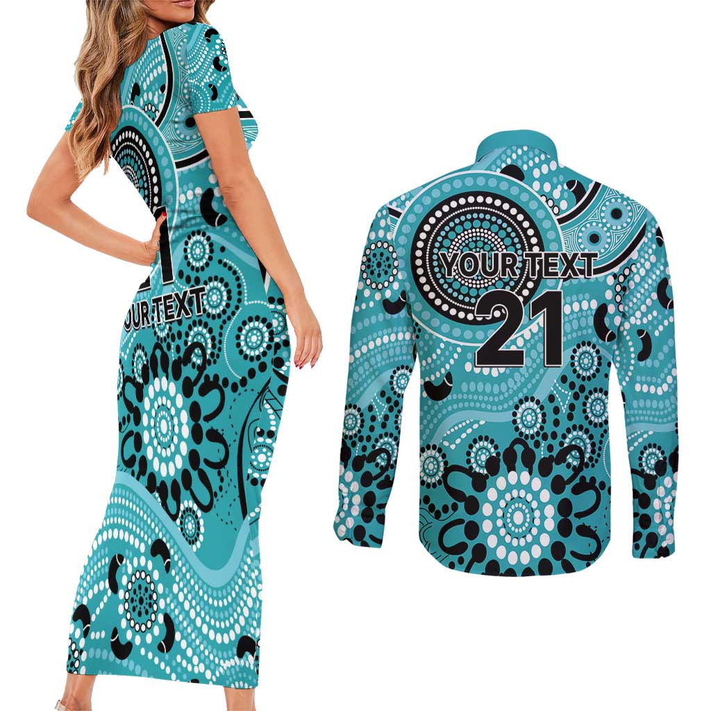 Heat Cricket Custom Couples Matching Short Sleeve Bodycon Dress and Long Sleeve Button Shirt Australian Aboriginal