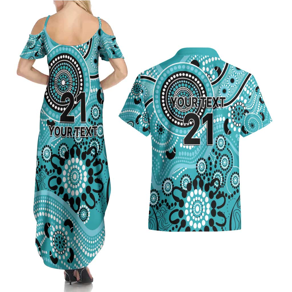 Heat Cricket Custom Couples Matching Summer Maxi Dress and Hawaiian Shirt Australian Aboriginal
