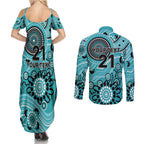 Heat Cricket Custom Couples Matching Summer Maxi Dress and Long Sleeve Button Shirt Australian Aboriginal