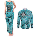 Heat Cricket Custom Couples Matching Tank Maxi Dress and Long Sleeve Button Shirt Australian Aboriginal