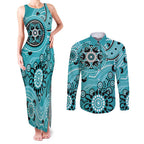 Heat Cricket Custom Couples Matching Tank Maxi Dress and Long Sleeve Button Shirt Australian Aboriginal
