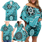 Heat Cricket Custom Family Matching Off Shoulder Short Dress and Hawaiian Shirt Australian Aboriginal