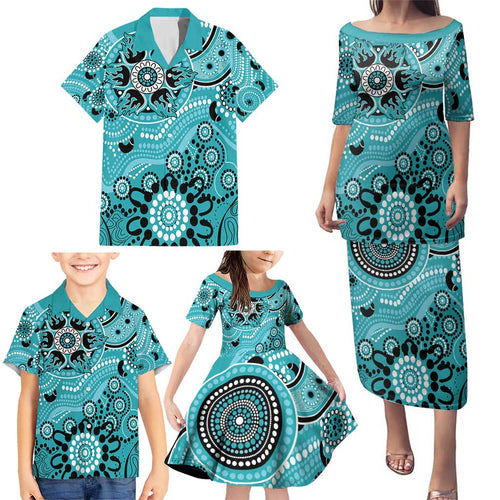 Heat Cricket Custom Family Matching Puletasi and Hawaiian Shirt Australian Aboriginal