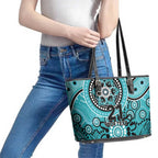 Heat Cricket Custom Leather Tote Bag Australian Aboriginal