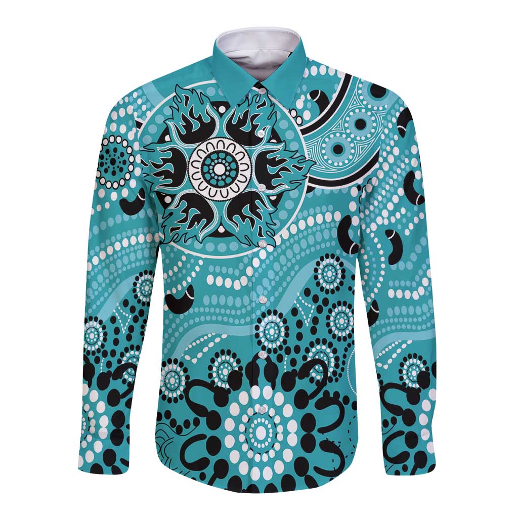 Heat Cricket Custom Long Sleeve Button Shirt Australian Aboriginal