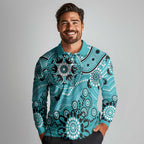 Heat Cricket Custom Long Sleeve Polo Shirt Australian Aboriginal