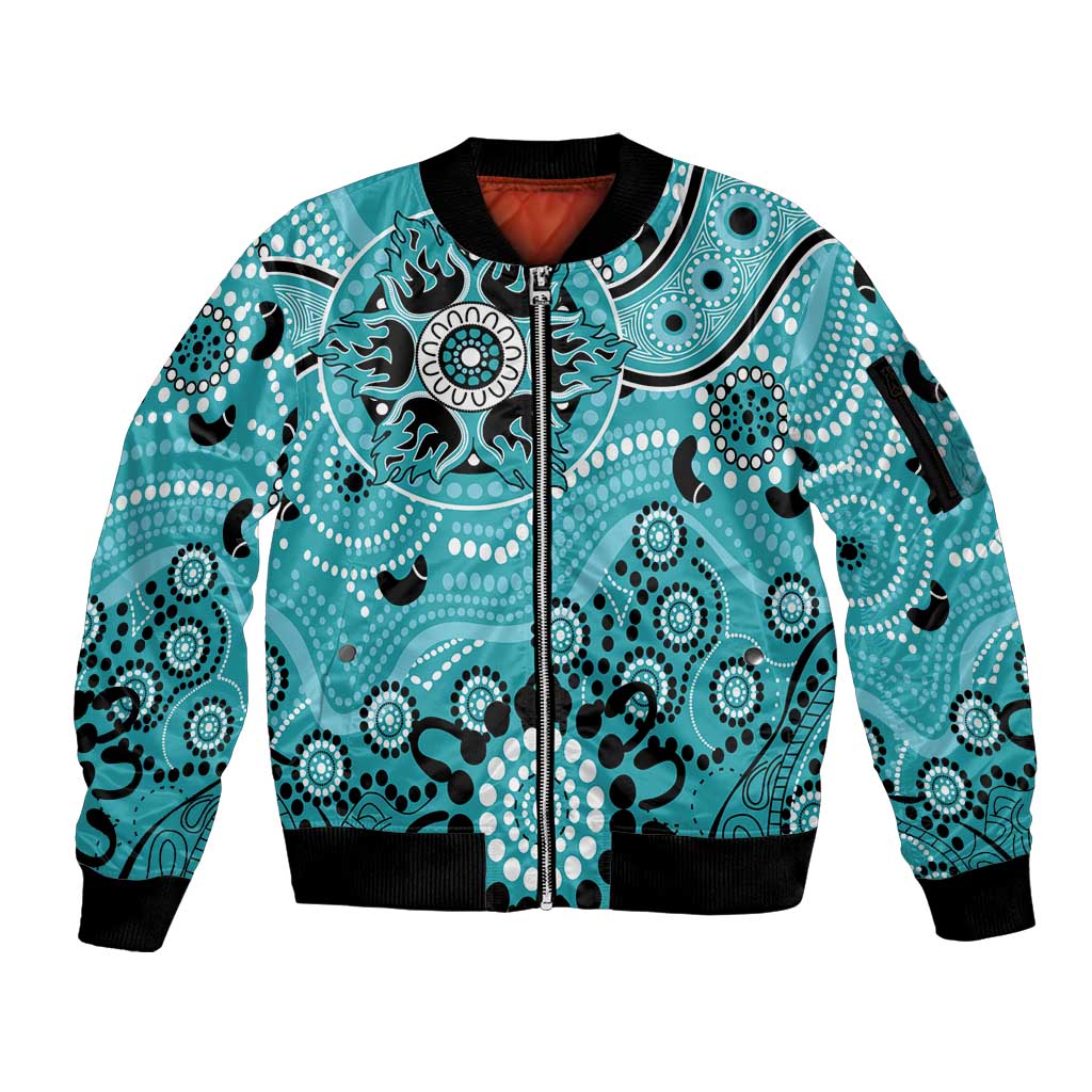 Heat Cricket Custom Sleeve Zip Bomber Jacket Australian Aboriginal