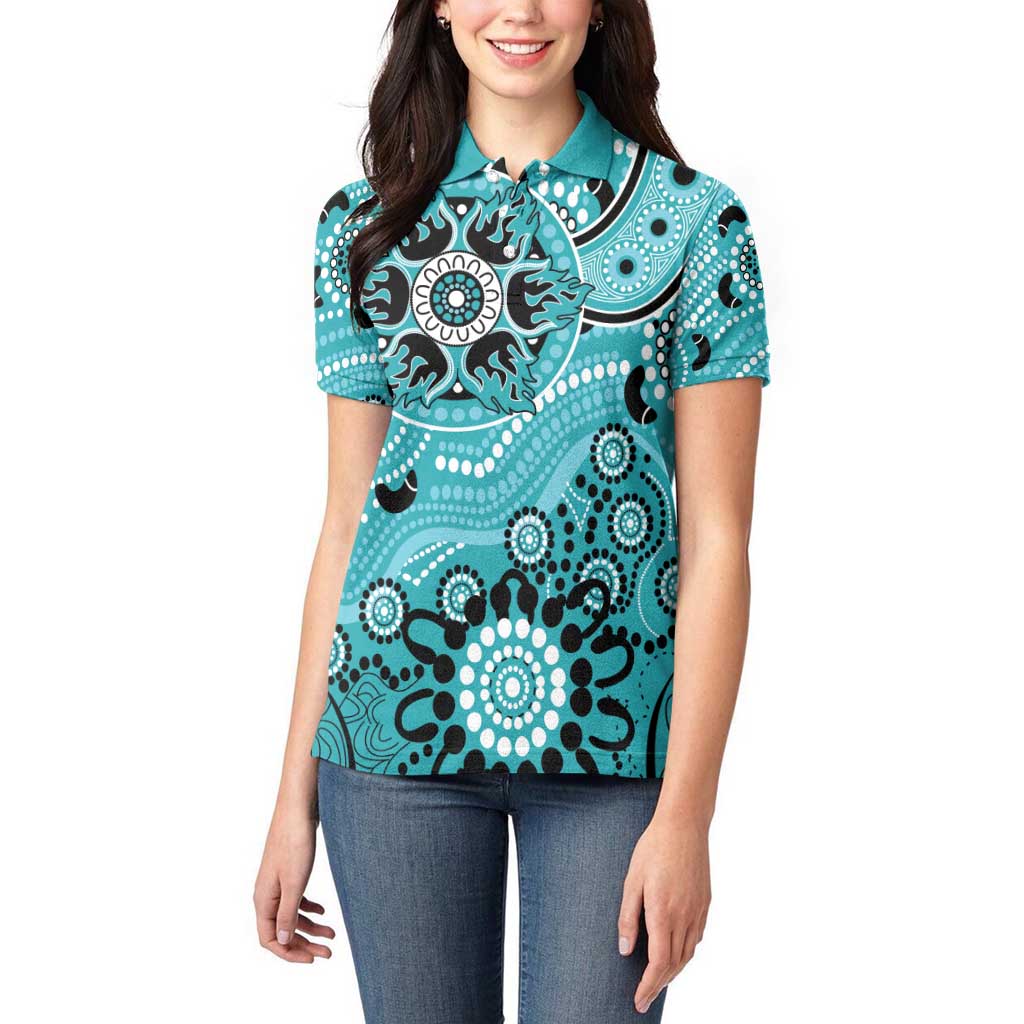 Heat Cricket Custom Women Polo Shirt Australian Aboriginal