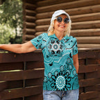 Heat Cricket Custom Women Polo Shirt Australian Aboriginal