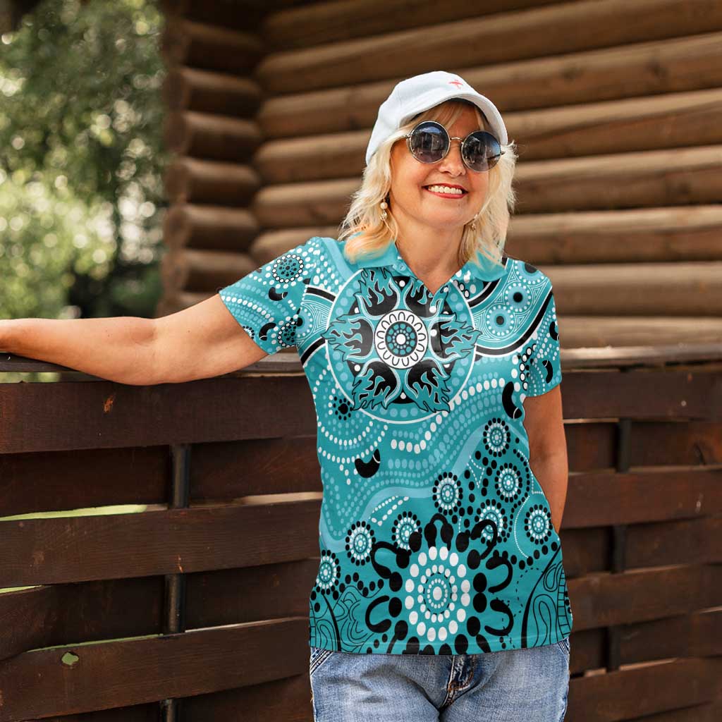 Heat Cricket Custom Women Polo Shirt Australian Aboriginal