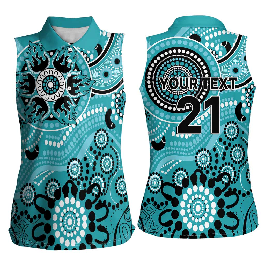 Heat Cricket Custom Women Sleeveless Polo Shirt Australian Aboriginal