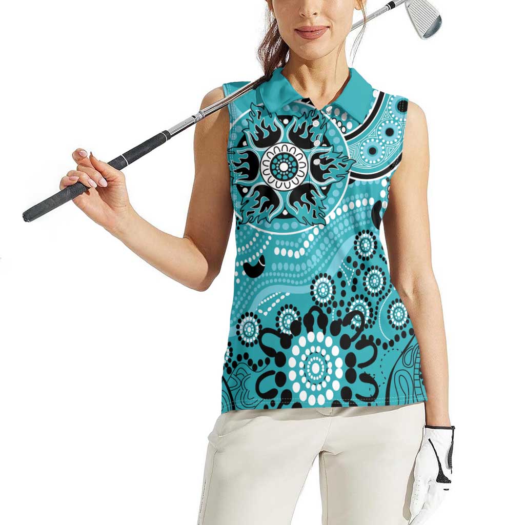 Heat Cricket Custom Women Sleeveless Polo Shirt Australian Aboriginal