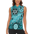 Heat Cricket Custom Women Sleeveless Polo Shirt Australian Aboriginal