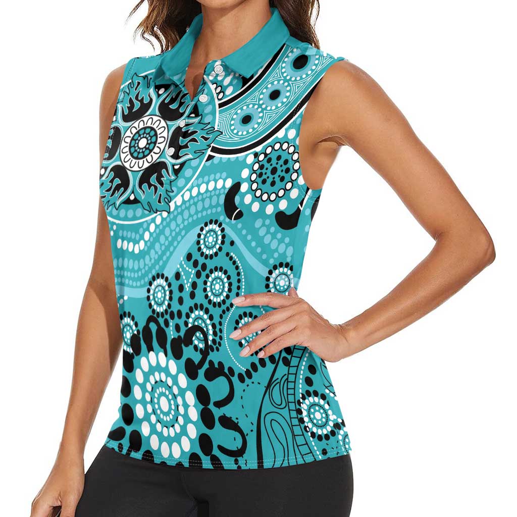 Heat Cricket Custom Women Sleeveless Polo Shirt Australian Aboriginal