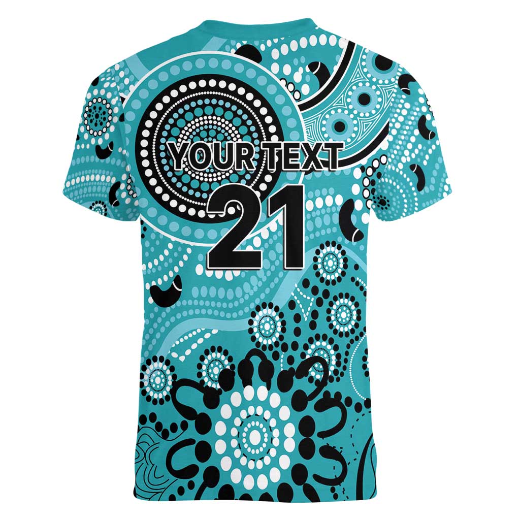 Heat Cricket Custom Women V-Neck T-Shirt Australian Aboriginal
