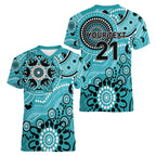Heat Cricket Custom Women V-Neck T-Shirt Australian Aboriginal