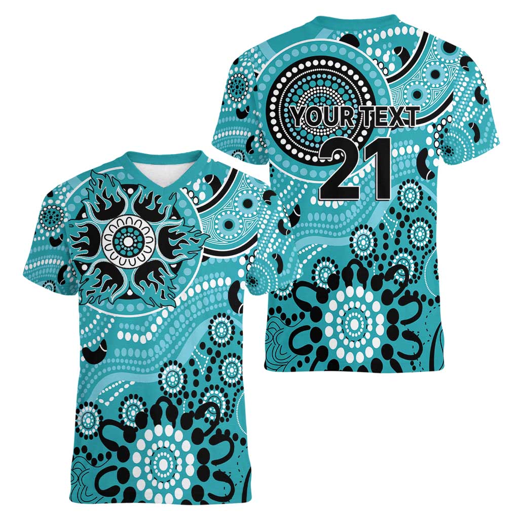 Heat Cricket Custom Women V-Neck T-Shirt Australian Aboriginal