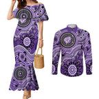 Hurricanes Cricket Custom Couples Matching Mermaid Dress and Long Sleeve Button Shirt Australian Aboriginal