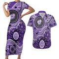Hurricanes Cricket Custom Couples Matching Short Sleeve Bodycon Dress and Hawaiian Shirt Australian Aboriginal