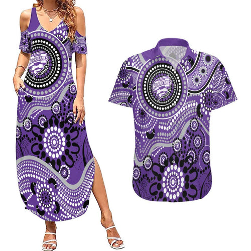 Hurricanes Cricket Custom Couples Matching Summer Maxi Dress and Hawaiian Shirt Australian Aboriginal