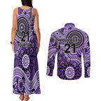 Hurricanes Cricket Custom Couples Matching Tank Maxi Dress and Long Sleeve Button Shirt Australian Aboriginal