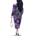 Hurricanes Cricket Custom Family Matching Off The Shoulder Long Sleeve Dress and Hawaiian Shirt Australian Aboriginal