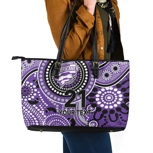 Hurricanes Cricket Custom Leather Tote Bag Australian Aboriginal