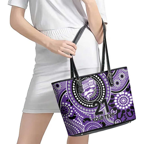 Hurricanes Cricket Custom Leather Tote Bag Australian Aboriginal