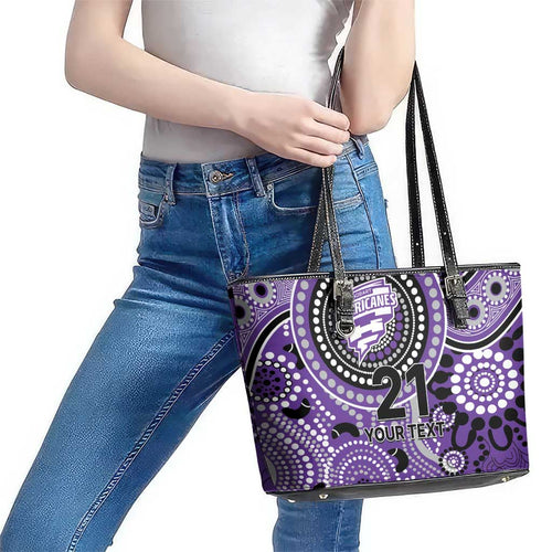 Hurricanes Cricket Custom Leather Tote Bag Australian Aboriginal