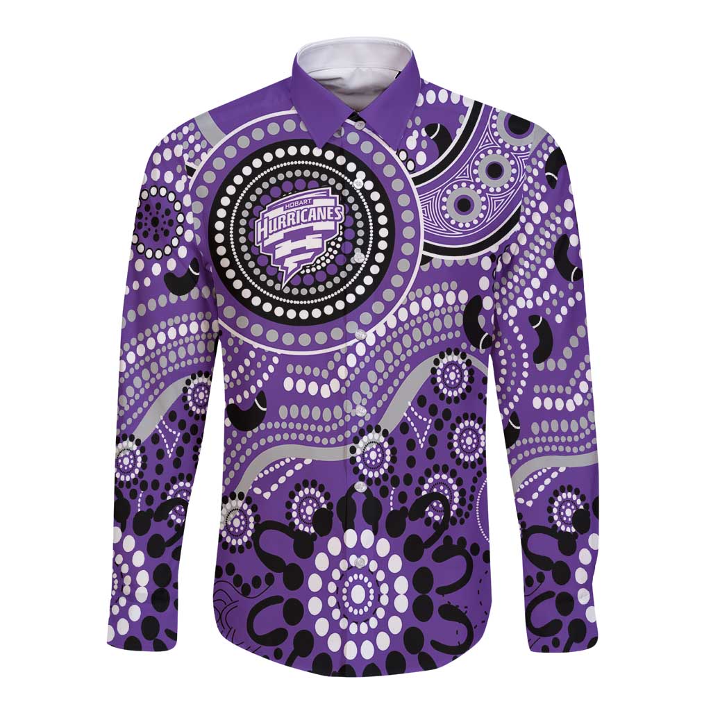Hurricanes Cricket Custom Long Sleeve Button Shirt Australian Aboriginal