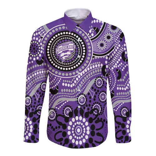 Hurricanes Cricket Custom Long Sleeve Button Shirt Australian Aboriginal