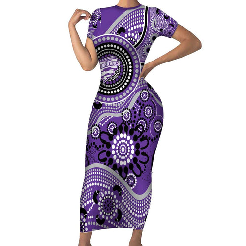 Hurricanes Cricket Custom Short Sleeve Bodycon Dress Australian Aboriginal