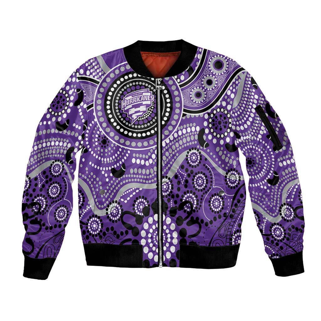 Hurricanes Cricket Custom Sleeve Zip Bomber Jacket Australian Aboriginal