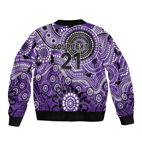 Hurricanes Cricket Custom Sleeve Zip Bomber Jacket Australian Aboriginal