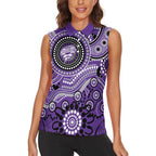 Hurricanes Cricket Custom Women Sleeveless Polo Shirt Australian Aboriginal