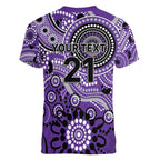 Hurricanes Cricket Custom Women V-Neck T-Shirt Australian Aboriginal